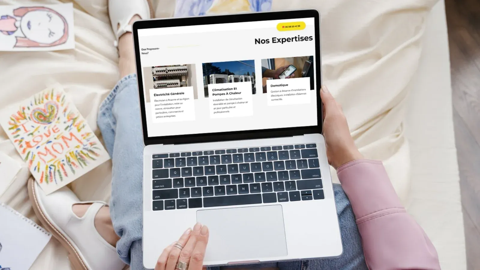 Section des expertises d'ABElec sur un ordinateur portable