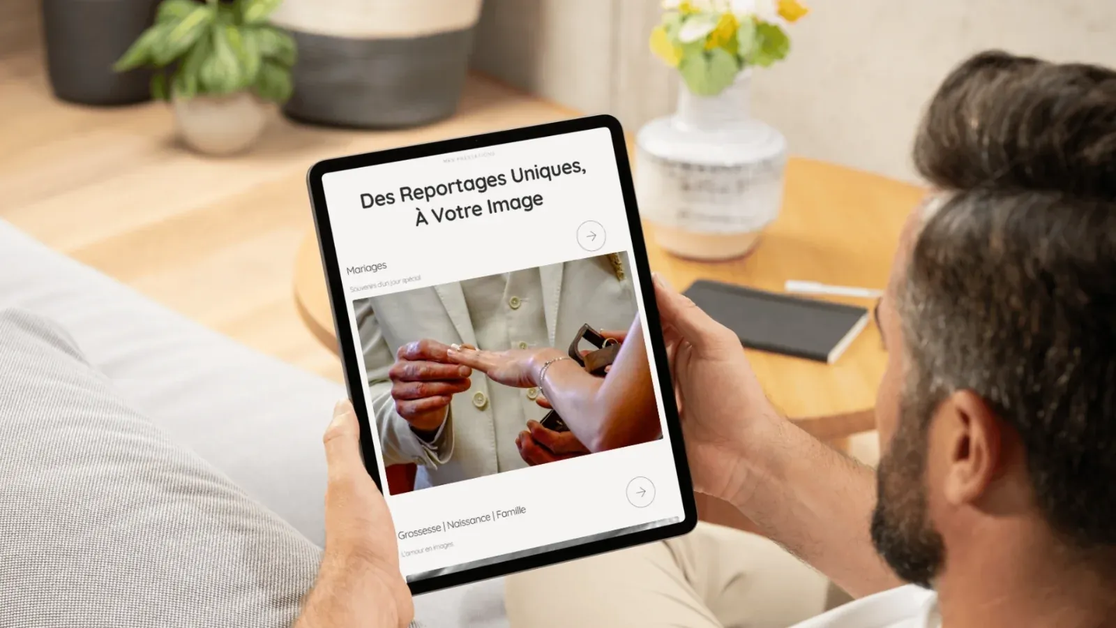 Présentation des prestations d'ApoPhoto consultée sur tablette