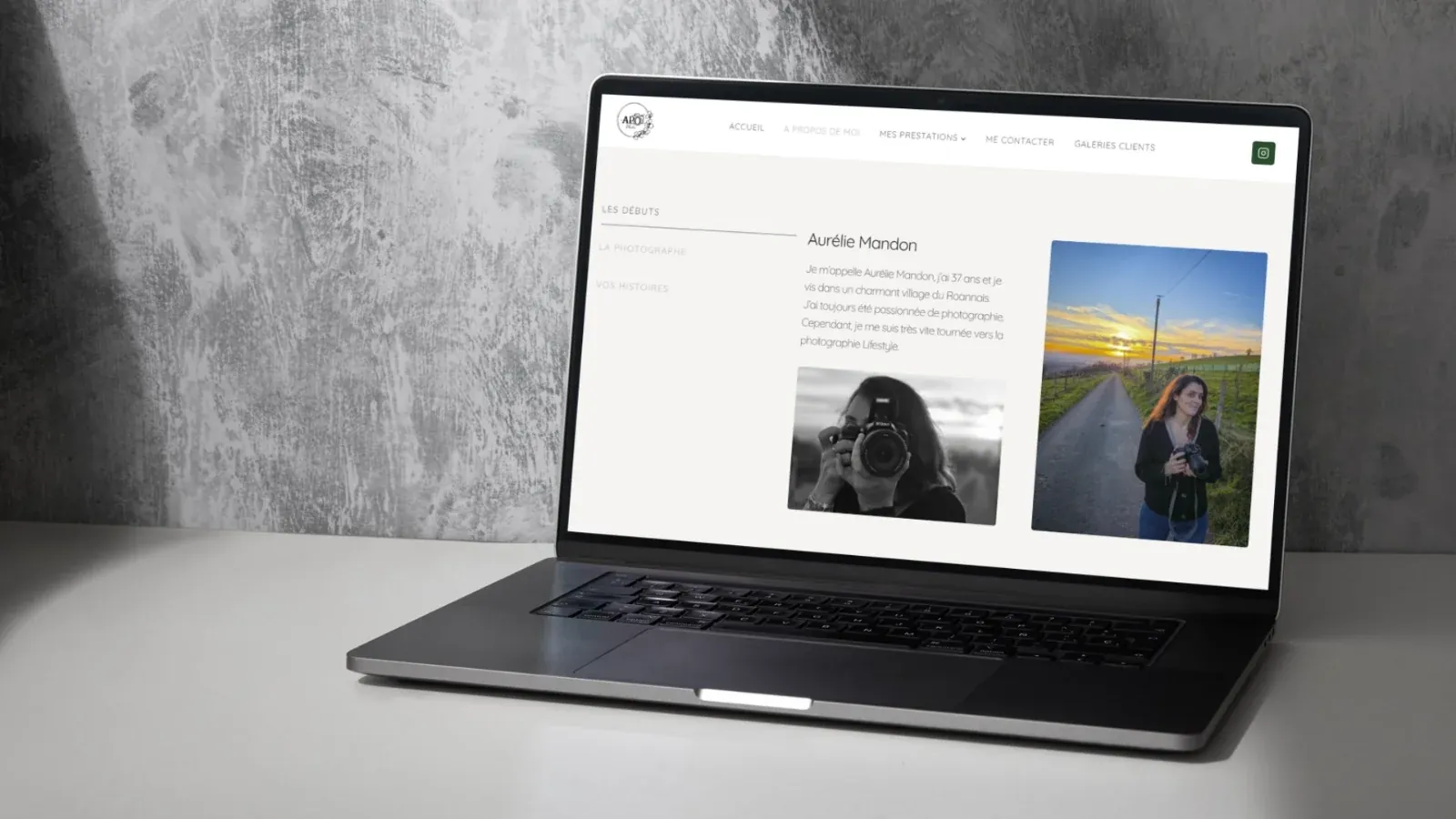 Page de présentation de la photographe sur le site ApoPhoto