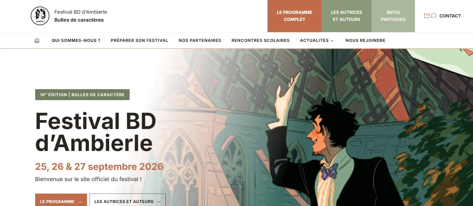 Page d'accueil du site du Festival BD d'Ambierle