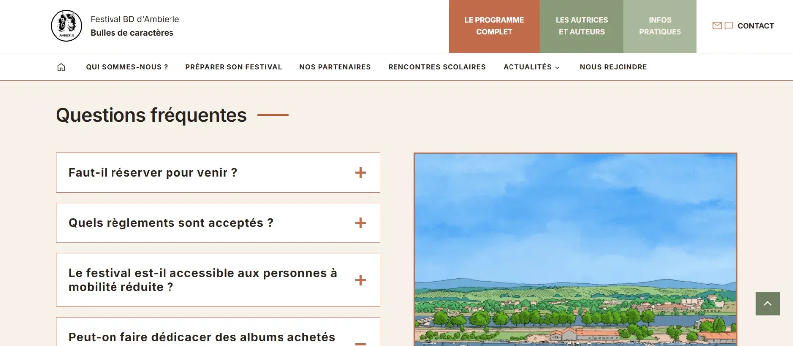 Questions fréquentes de la page Infos pratiques du Festival BD d'Ambierle