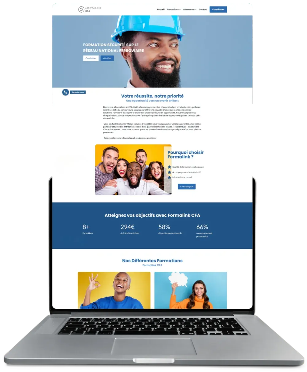 Site internet de Formalink CFA, repris et finalisé par LoirePixel