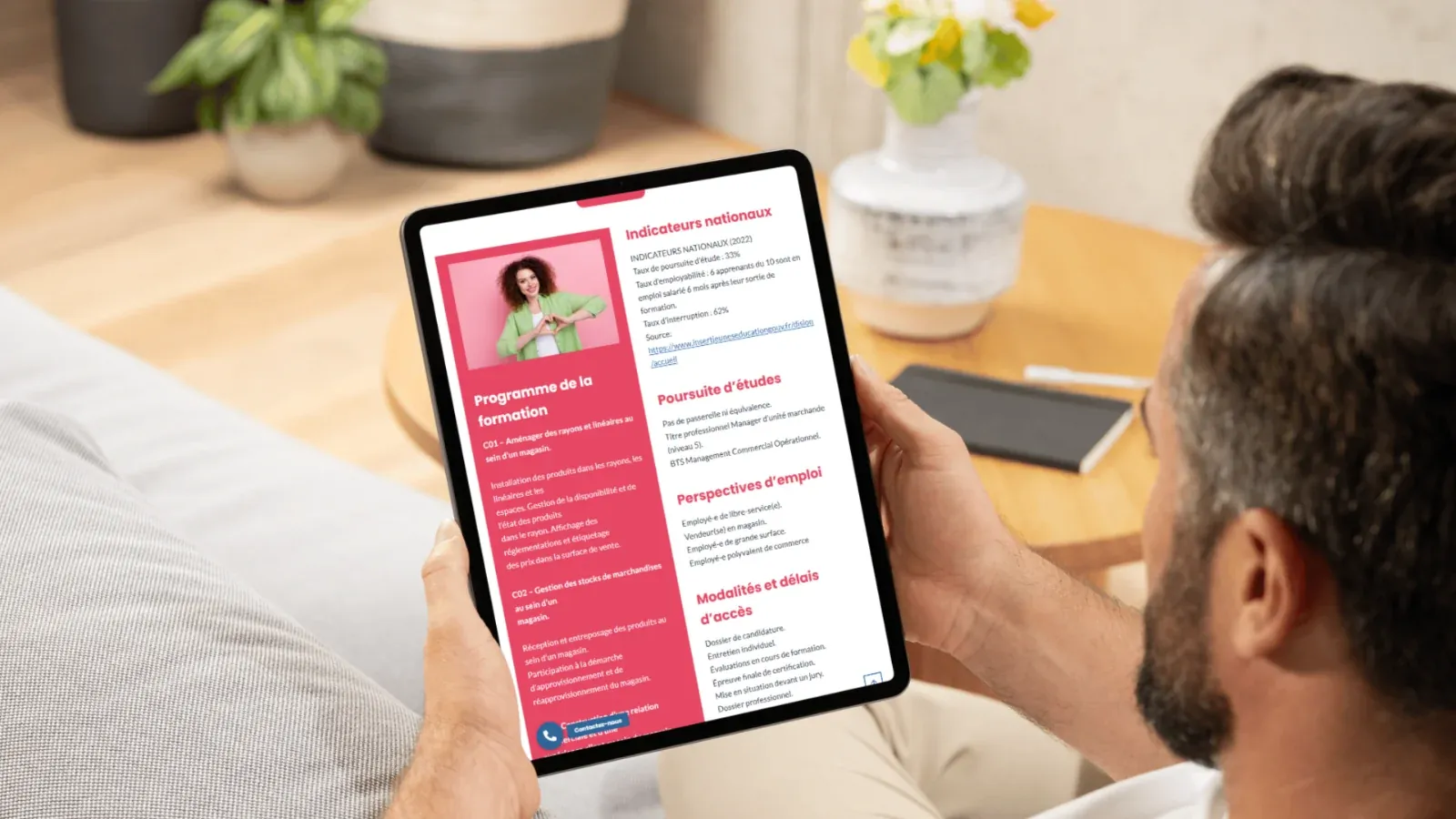 Fiche formation Formalink CFA consultée sur tablette