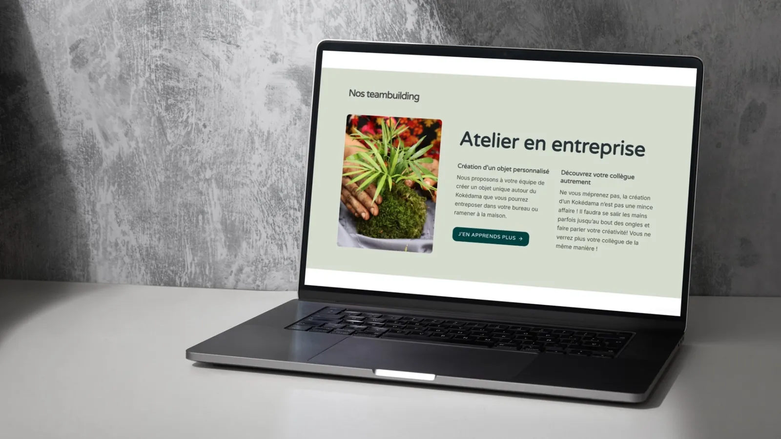 Page de réservation des ateliers kokédama sur le site Méloké