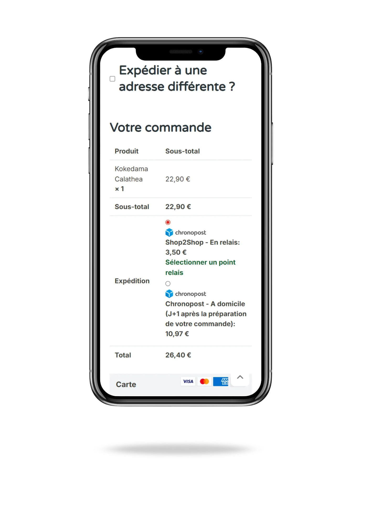 Choix du point de retrait sur une carte, boutique en ligne Méloké