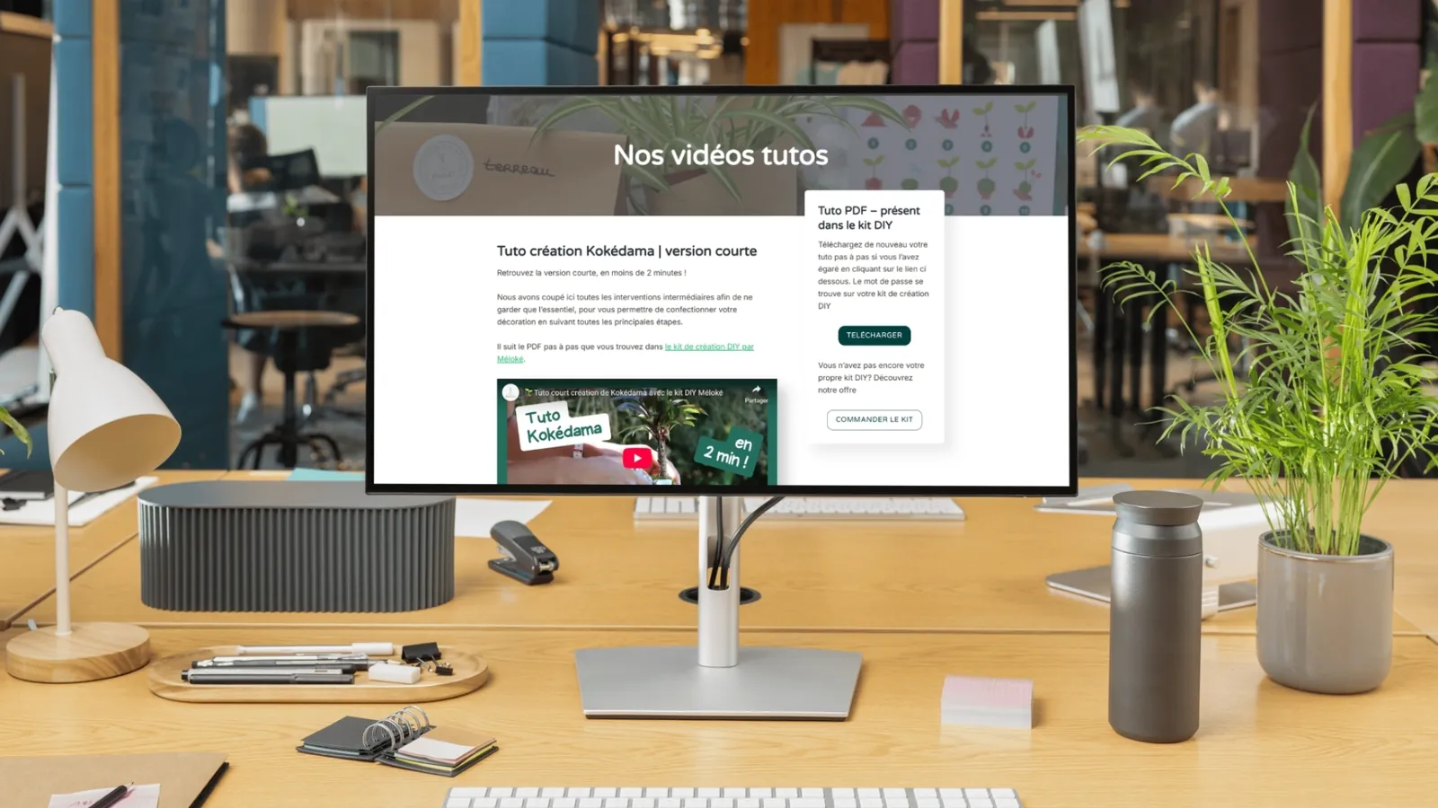 Page des vidéos tutos kokédama sur le site Méloké