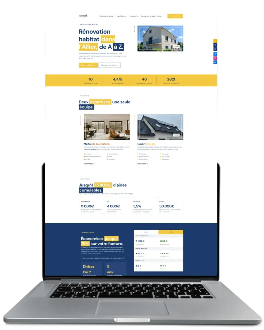 Page d'accueil du site Auvergne Habitat Conseil