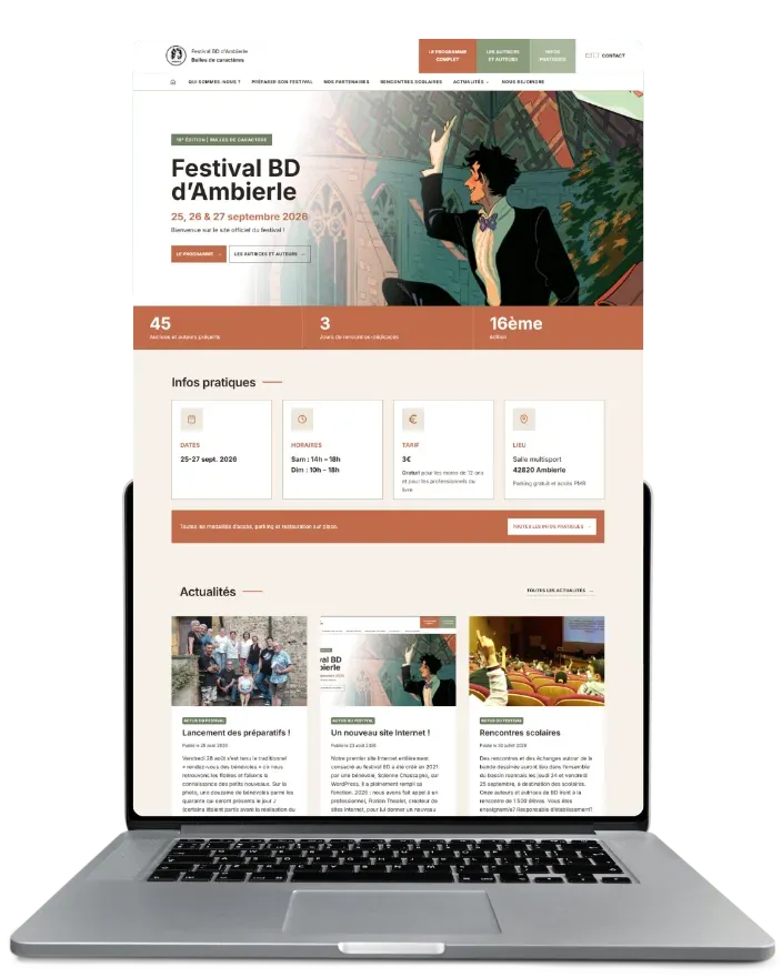 Site internet du Festival BD d'Ambierle, créé par LoirePixel