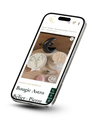 Page d'accueil du site DGC Minéraux sur smartphone : « Quelle pierre vous correspond ? »