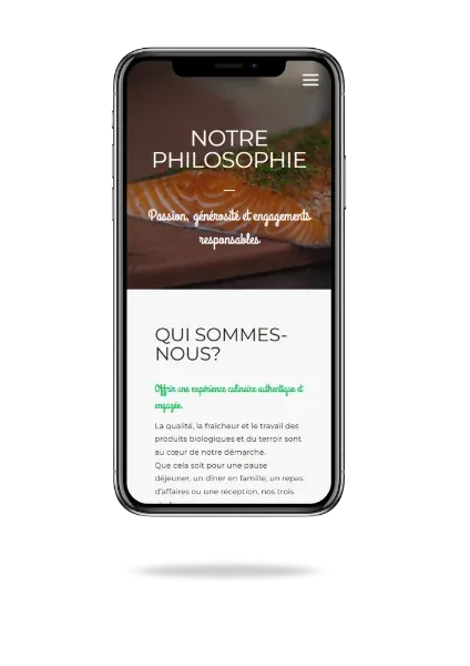 Site des Toques Vertes affiché sur smartphone